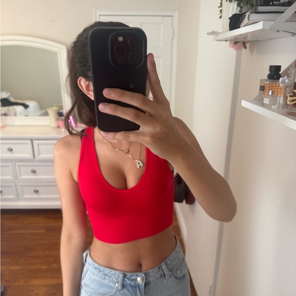 Zara Tops - Zara Red Women's v neck Crop Top